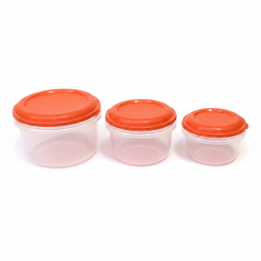 Tight N Fresh Round Container Set- Red Cover (3pcs) - 625ml, 1Ltr, 1.5Ltr | Premium Quality - Best Sell Online