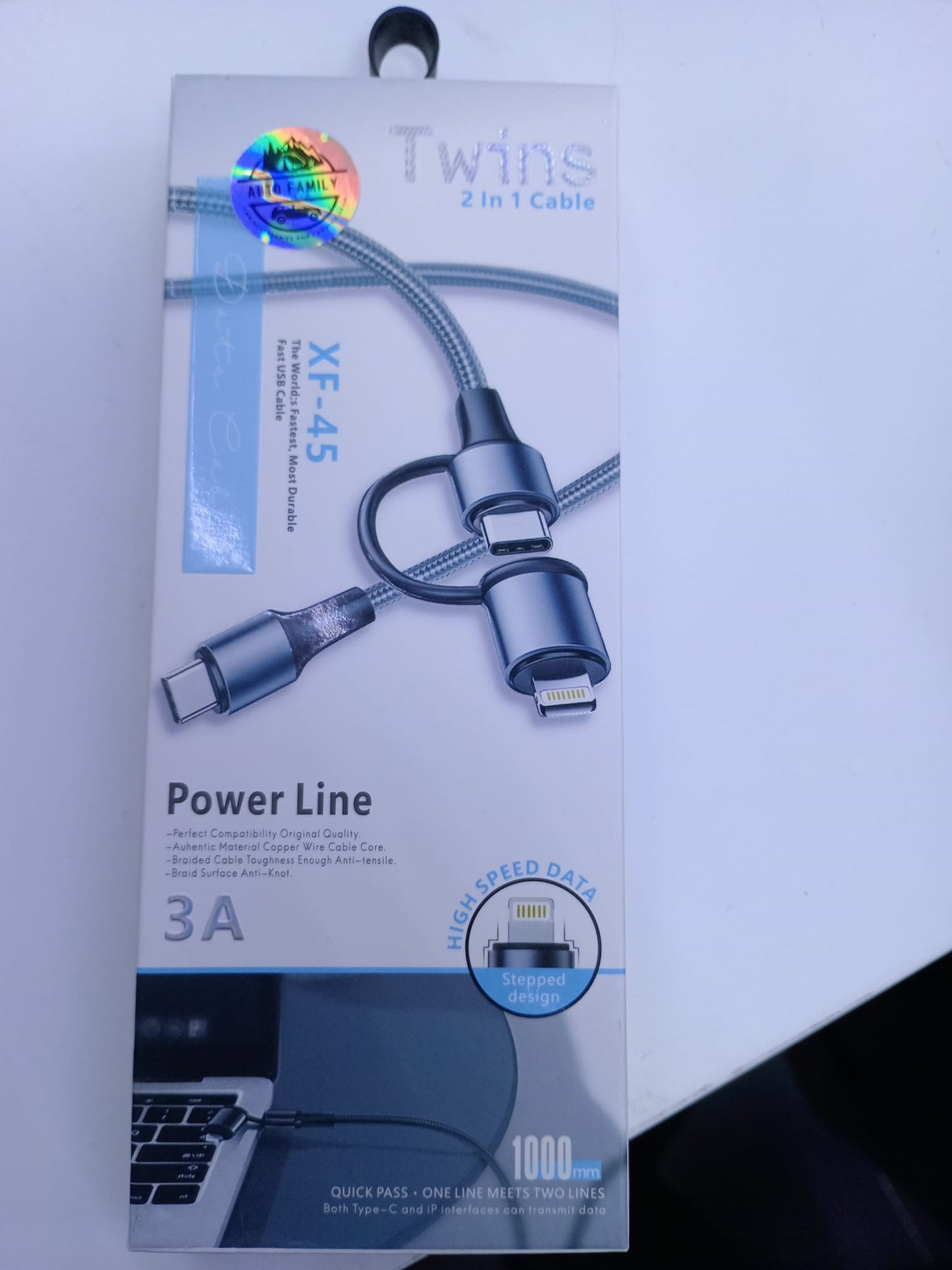 Twins (2 in 1) USB High Speed Data Cable - XF-45 - 3A - Best Sell Online