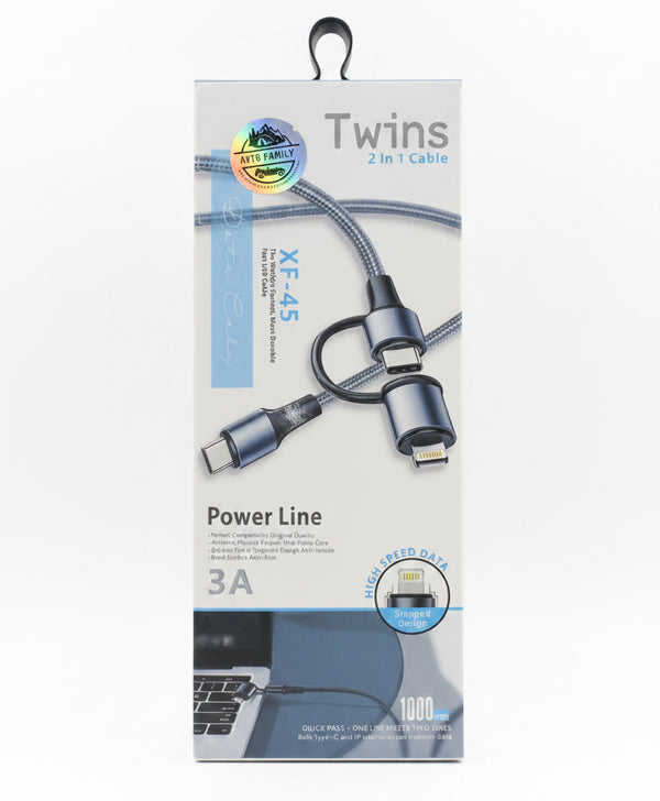 FR Twins (2 in 1) USB High Speed Data Cable - XF-45 - 3A - Best Sell Online