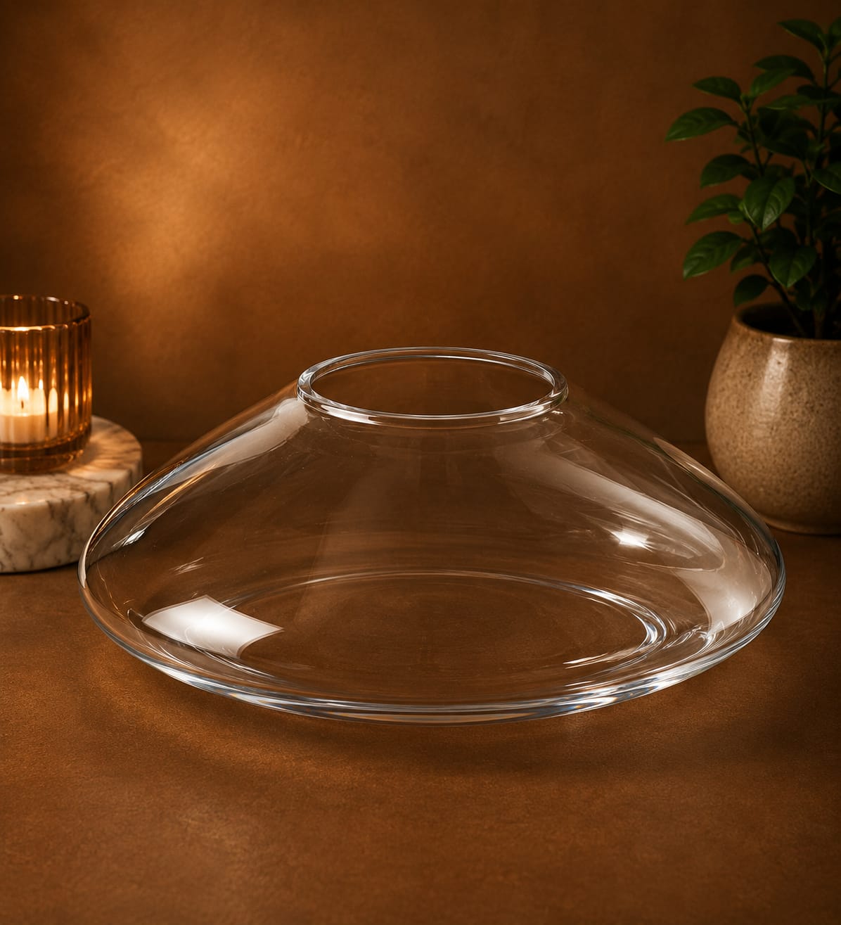 Saucer Glass Flower Vase 22cm×17cm×43cm | Premium Quality | Best Sell Online