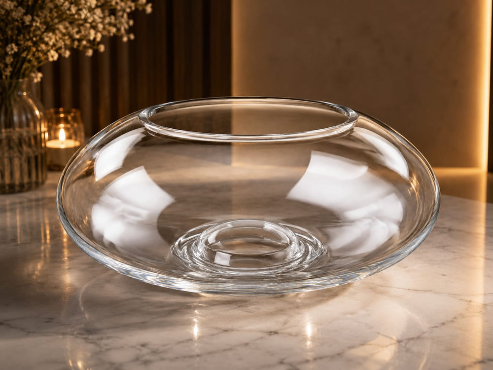 Saucer Glass Flower Vase 24cm×13cm×10cm | Premium Quality | Best Sell Online