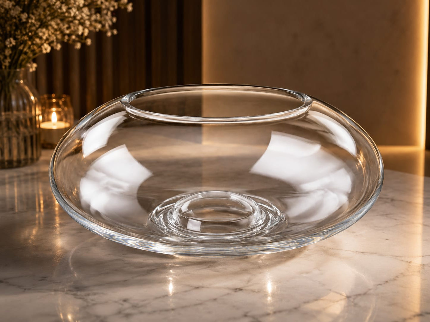 Saucer Glass Flower Vase 24cm×13cm×10cm | Premium Quality | Best Sell Online