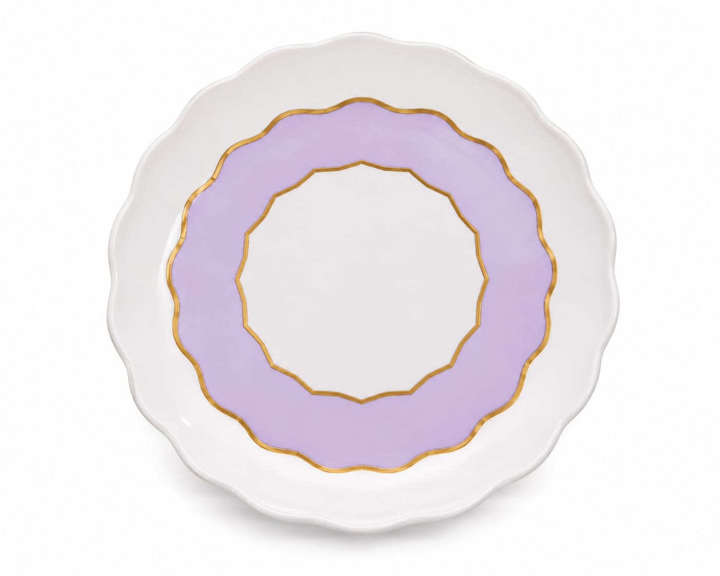 Martin Sitbon Purple Scalloped Gold-Rim Ceramic Plate-86B - Best Sell Online