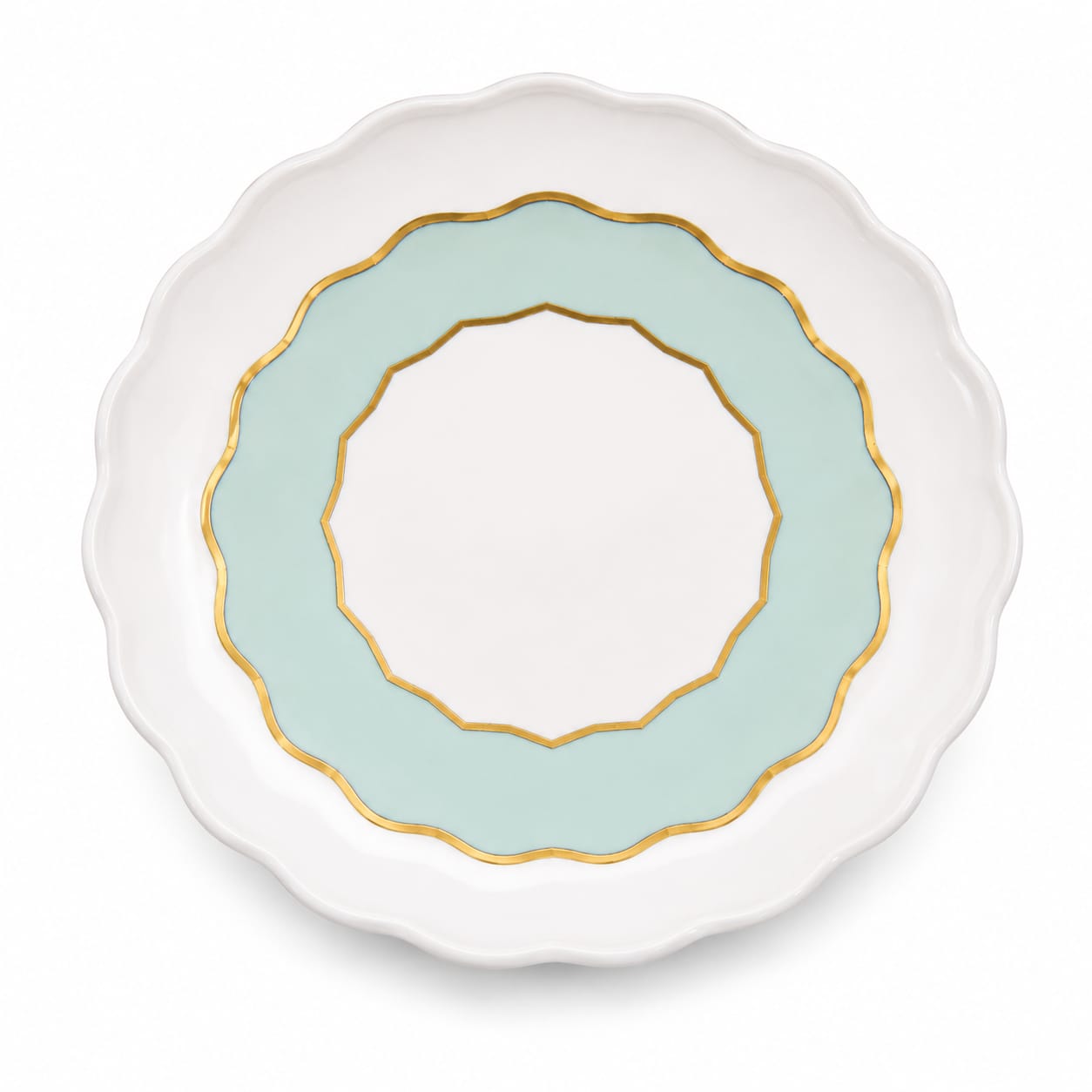 Martin Sitbon Green Scalloped Gold-Rim Ceramic Plate-86B - Best Sell Online