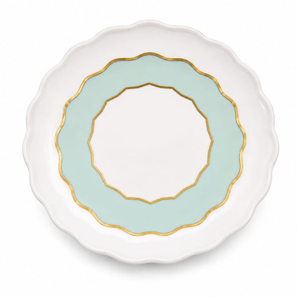 Martin Sitbon Green Scalloped Gold-Rim Ceramic Plate-86B - Best Sell Online