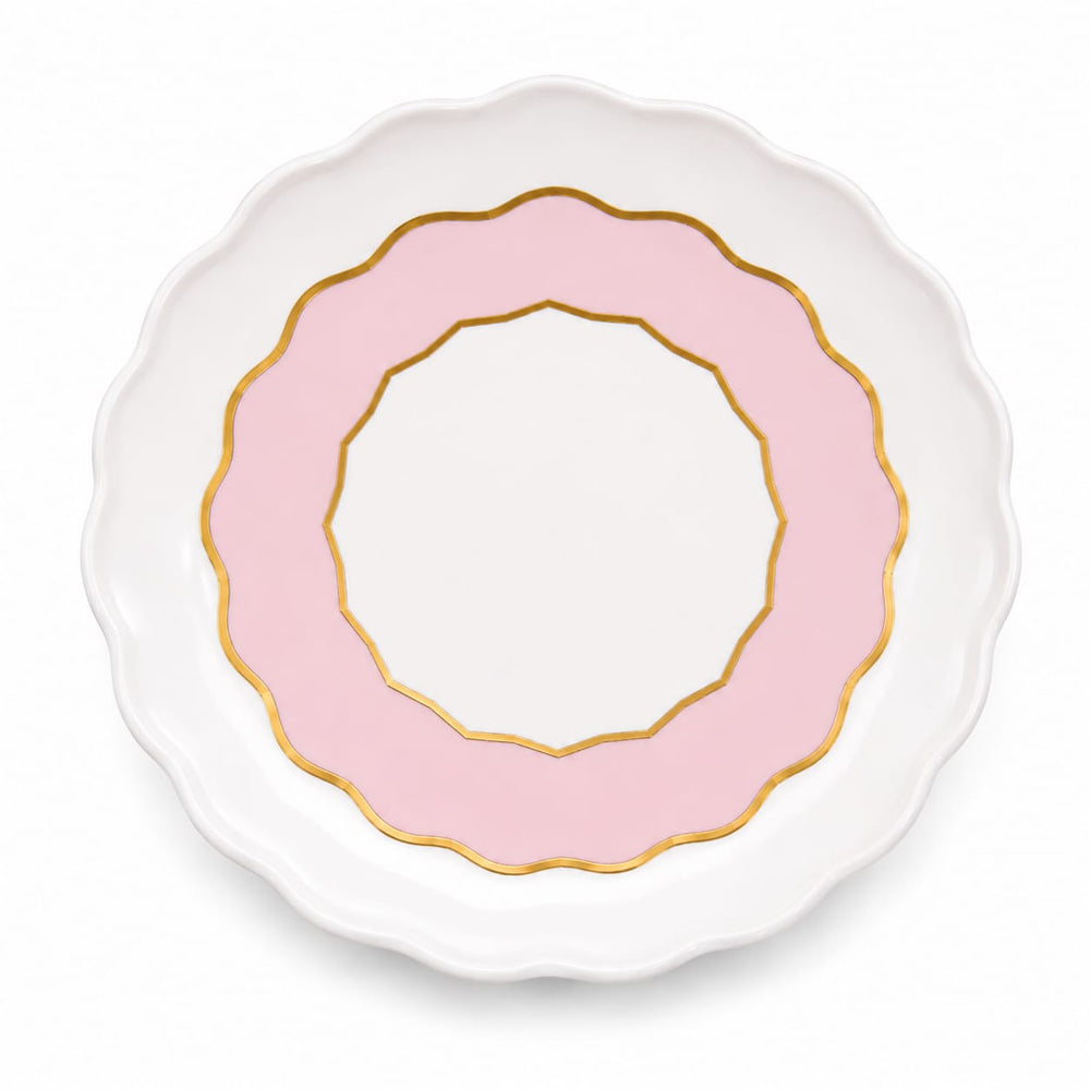 Martin Sitbon Pink Scalloped Gold-Rim Ceramic Plate-86B - Best Sell Online