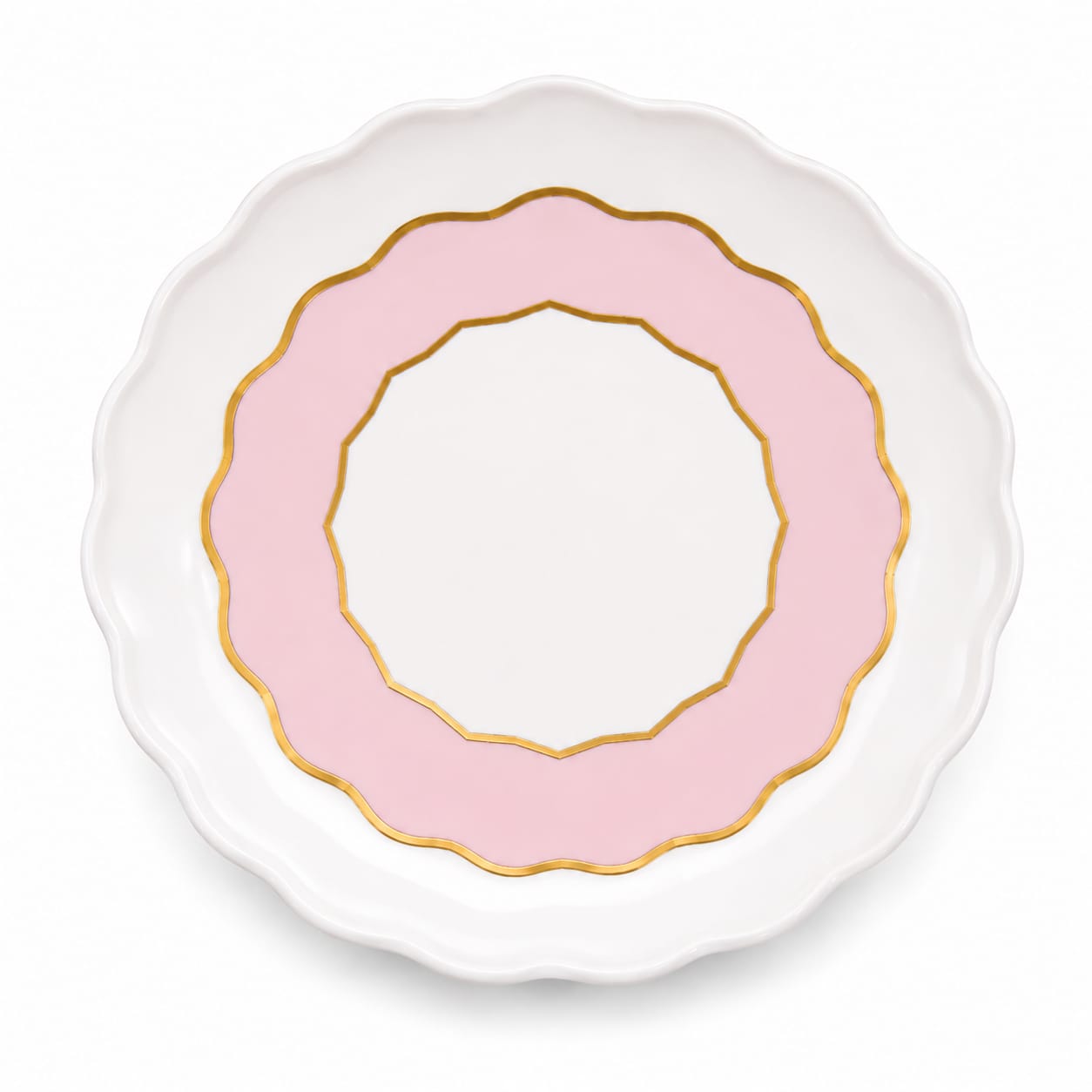 Martin Sitbon Pink Scalloped Gold-Rim Ceramic Plate-86B - Best Sell Online