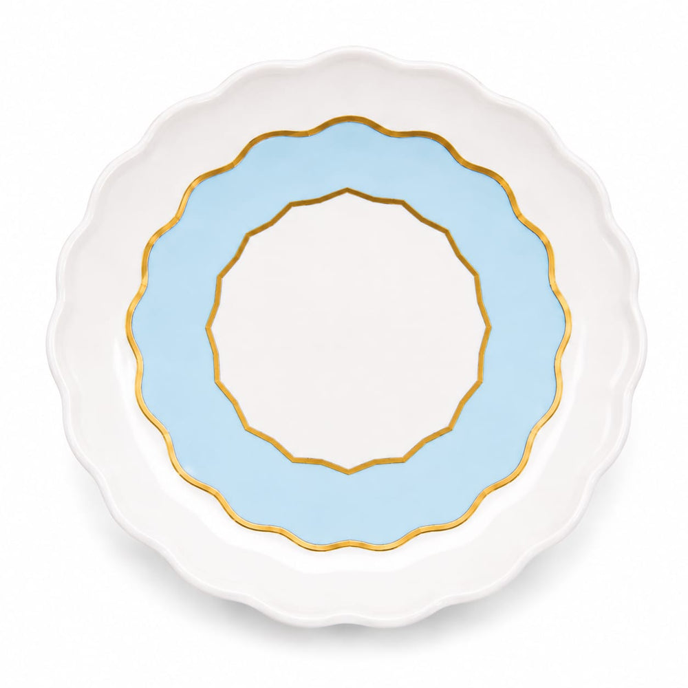 Martin Sitbon Blue Scalloped Gold-Rim Ceramic Plate-86B - Best Sell Online