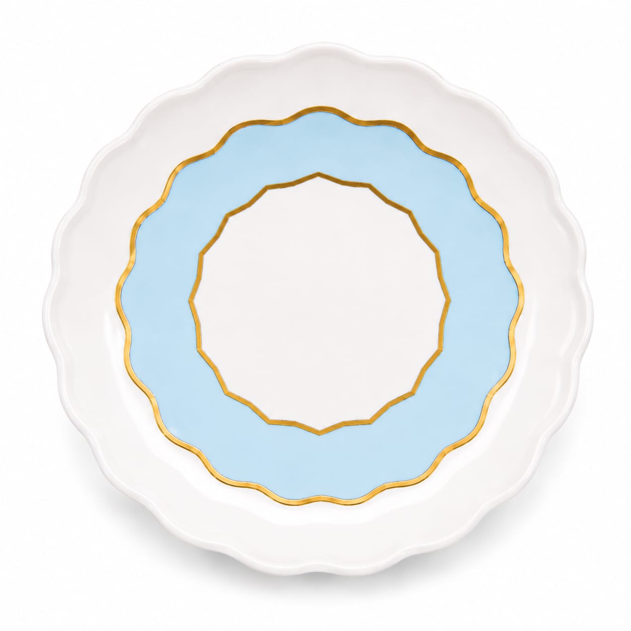Martin Sitbon Blue Scalloped Gold-Rim Ceramic Plate-86B - Best Sell Online