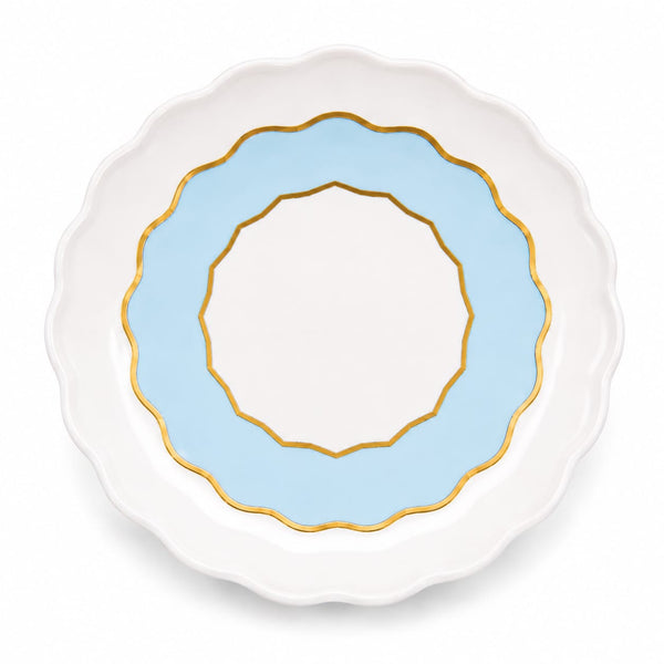 Martin Sitbon Blue Scalloped Gold-Rim Ceramic Plate-86B - Best Sell Online