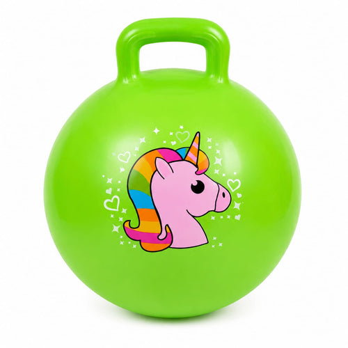 Green Kid's Unicorn Hopper Ball With Handle - Premium Quality
