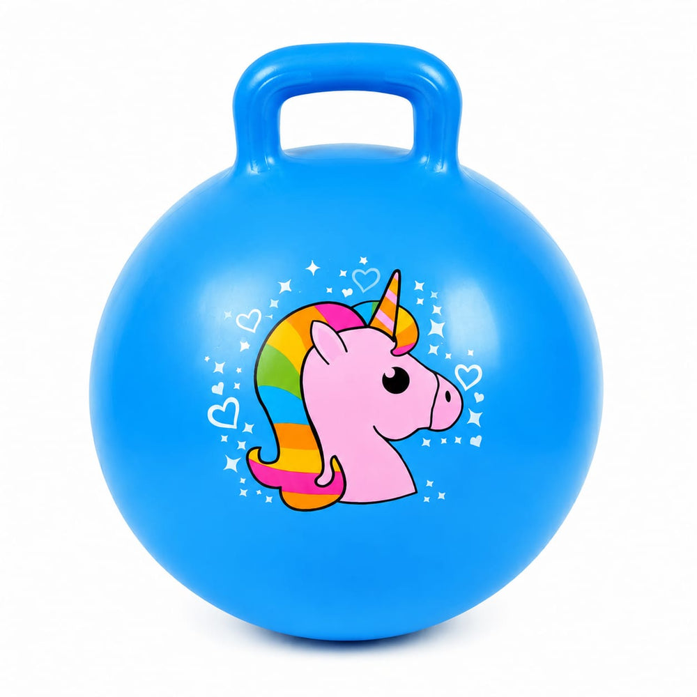 Blue Kid's Unicorn Hopper Ball With Handle - Premium Quality