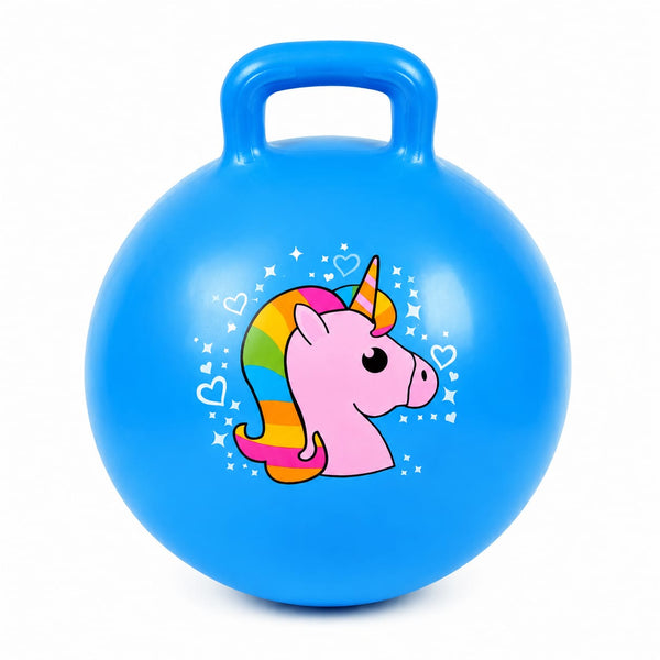 Blue Kid's Unicorn Hopper Ball With Handle - Premium Quality