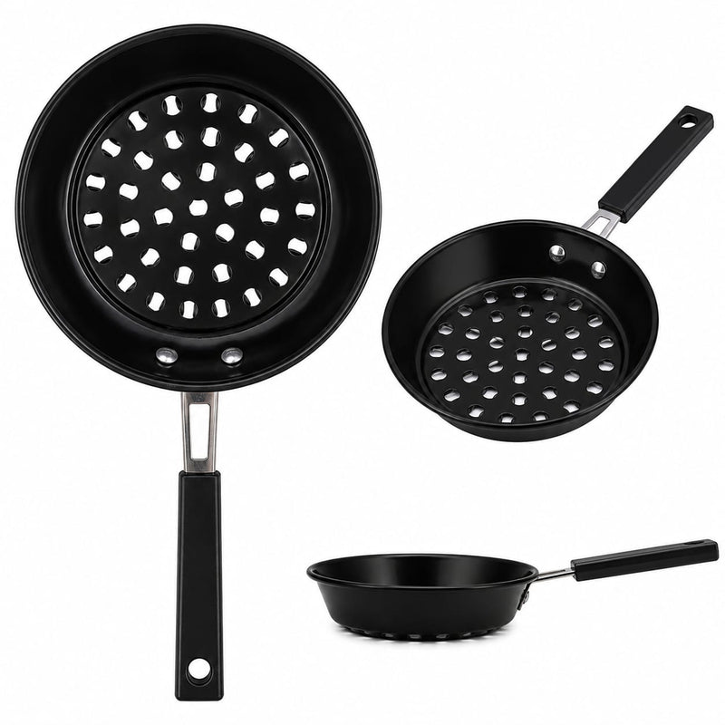 Perforated Oil Straining Pan with Handle - TX - 090