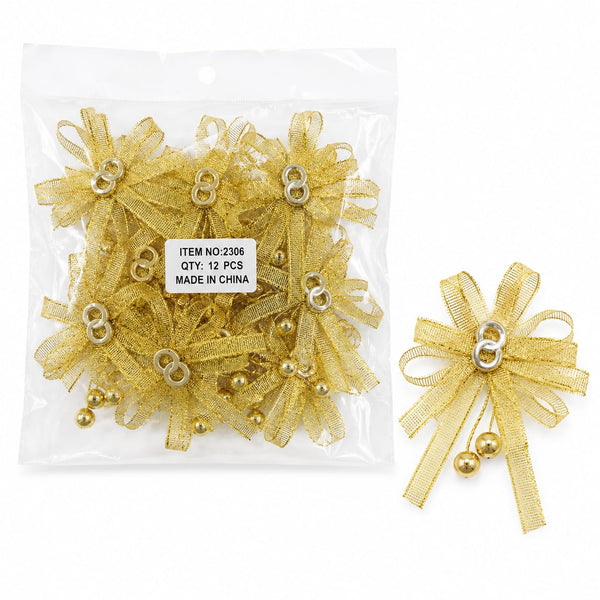 Gold Ribbon Bell Bow Decoration - RTX4