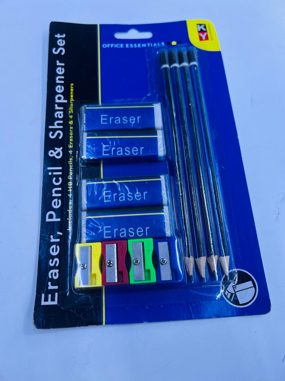 INCIUDES;4HB pencils'4Erasers&4Sharpeners