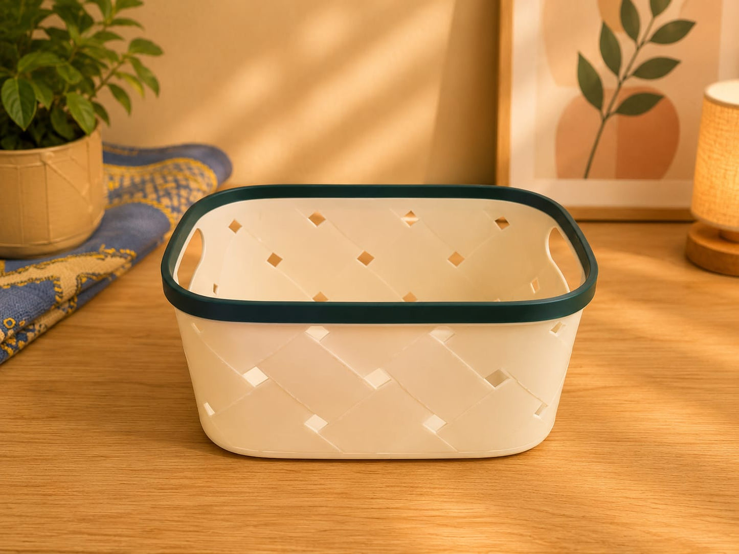 Decorative Storage Basket Cream White