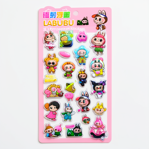 LABUBU 3D Embossed Stickers 9.5x20.3cm - Premium Quality