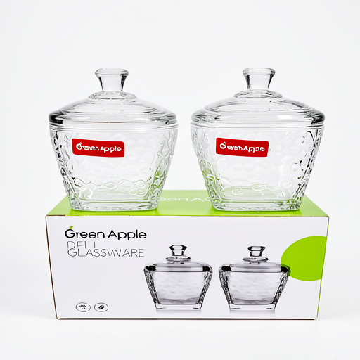 FR Elegant Green Apple Glassware Set - 2pcs, Model TG1079-3.5A