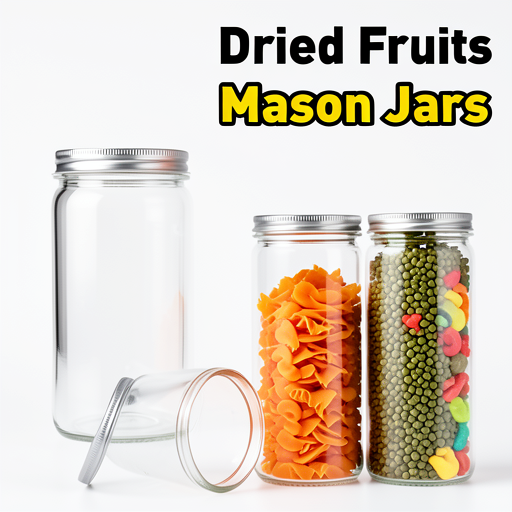 Set of 3 Premium 700ml Glass Jars with Silver Caps