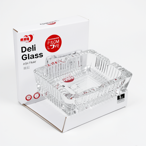 Premium Deli Glass Square Ashtray 106mm - Durable YG1016-4