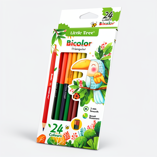 24-Color Bicolor Triangular Pencils, 3mm Break-Resistant