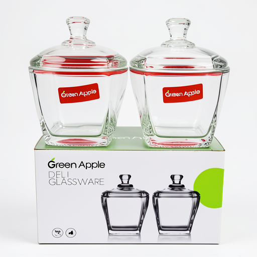 FR Premium Green Apple Deli Glassware Set - 2pcs TG1079-3.5