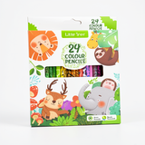 24 Vibrant Animal-Themed Colored Pencils - Premium & Durable
