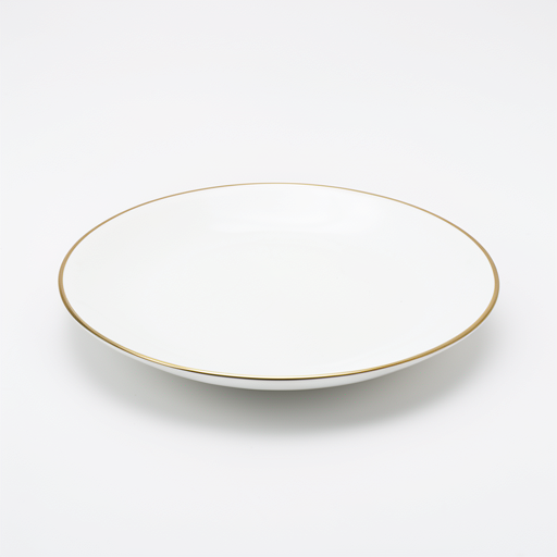 FR Premium Golden Shade Round Cream Plate - White, Durable Design