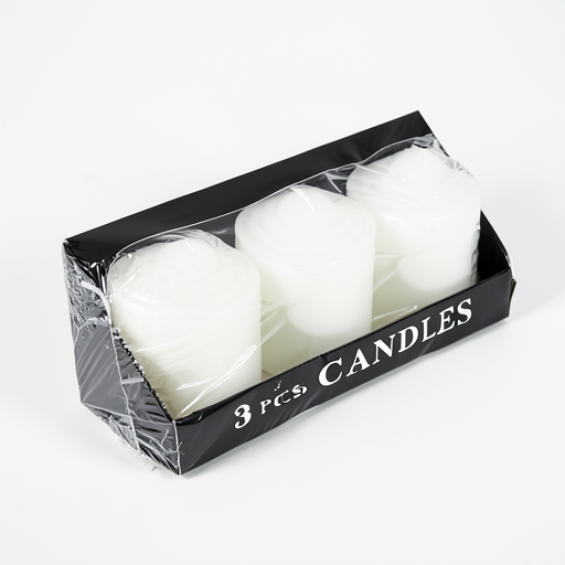 Set of 3 Premium White Unscented Pillar Candles - Best Price