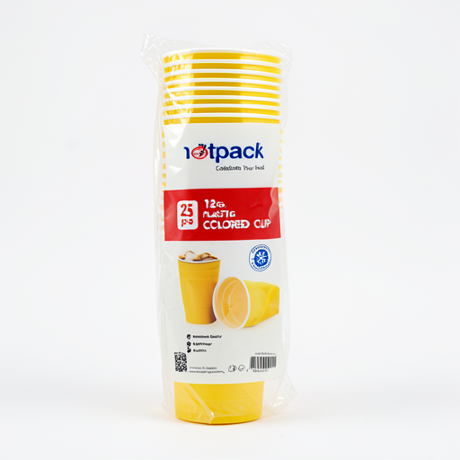 HP 12oz Colored Plastic Paper Cups, 25pcs - Premium Quality
