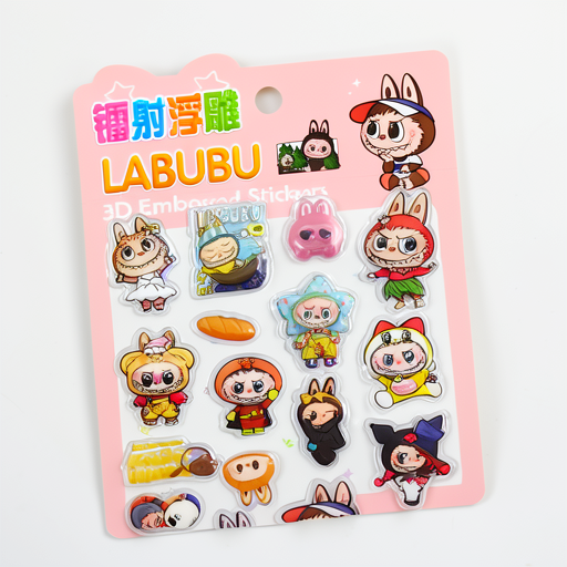 LABUBU 3D Embossed Stickers 9.5x20.3cm - Premium Quality