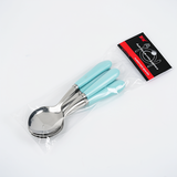 6-Pack Premium Colored Ceramic Handle Dinner Spoons - Durable