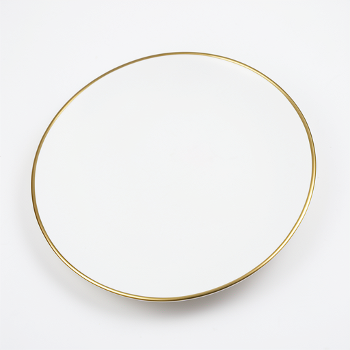 FR Premium Golden Shade Round Cream Plate - White, Durable Design