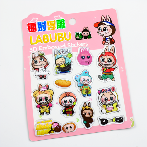 LABUBU 3D Embossed Stickers 9.5x20.3cm - Premium Quality