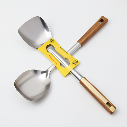 Elegant Stainless Steel Ladle with Golden Handle, Ergonomic Design