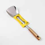 Elegant Stainless Steel Ladle with Golden Handle, Ergonomic Design