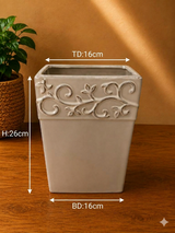 Embossed vine square vase TX-F - 16cm×26cm×16cm