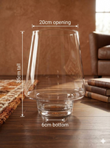Inverted Sloped-Neck Glass Flower Vase 35cm×20cm×6cm | Premium Quality | Best Sell Online