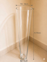 Cylindrical Trumpet Glass Flower Vase-L8 | 19cm×70cm×15cm