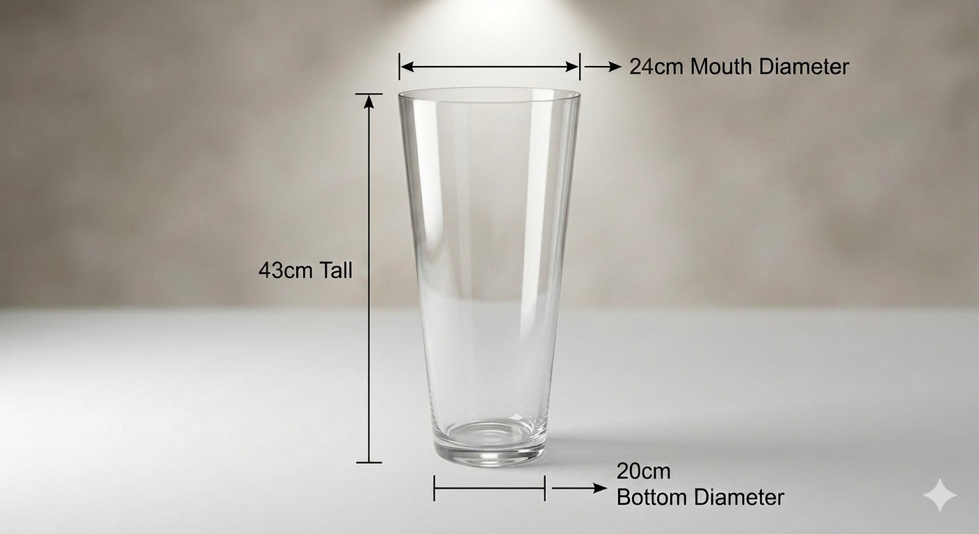 Conical Glass Flower Vase 43cm×24cm×20cm | Premium Quality | Best Sell Online