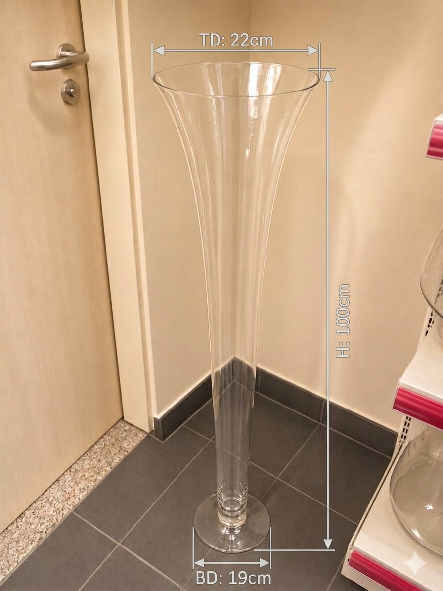 Tower Trumpet Glass Vase -XL-3 | 22cm×100cm×19cm