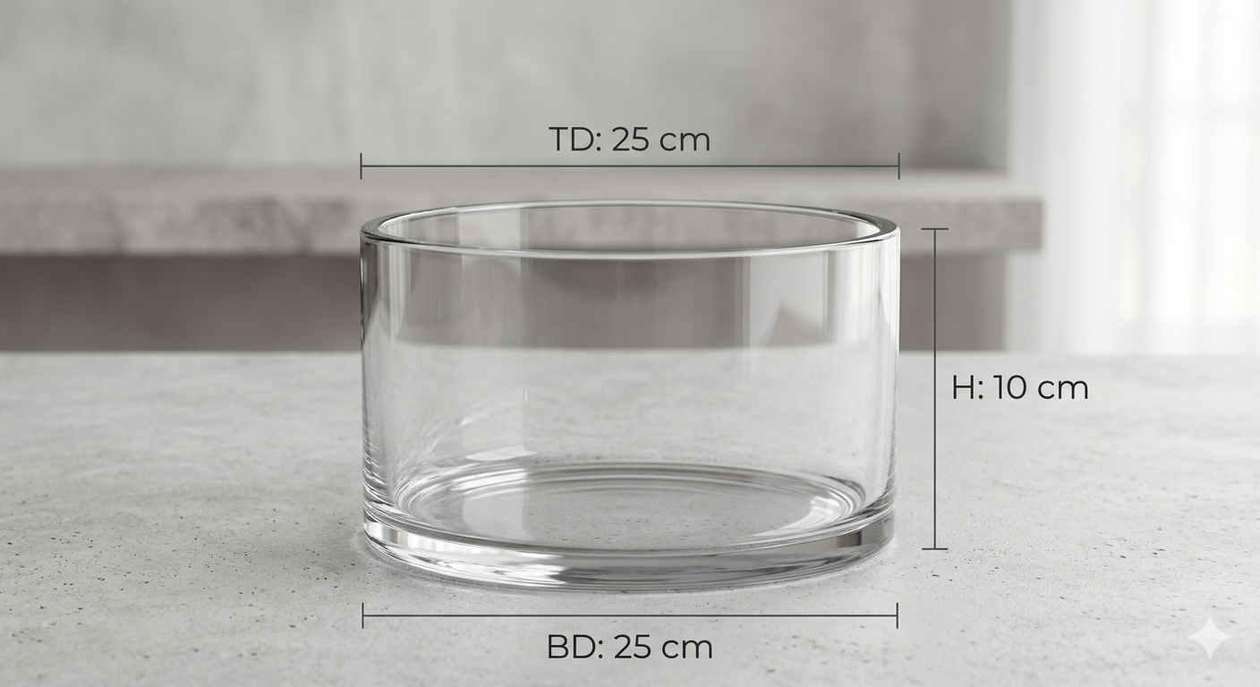 Round Bowl Glass Vase 25cm×25cm×10cm | Premium Quality | Best Sell Online