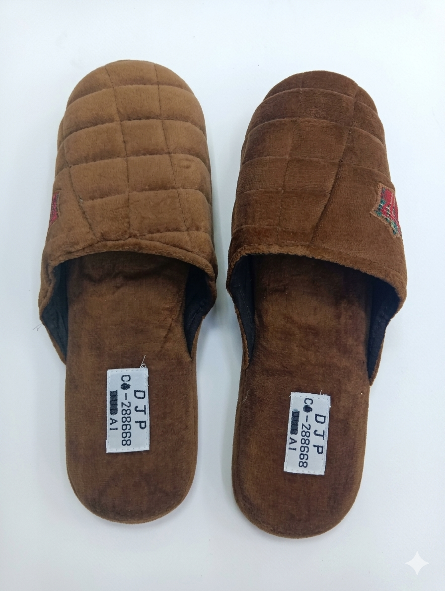 Brown Quilted Corduroy Slippers |Premium Quality | Best Sell Online
