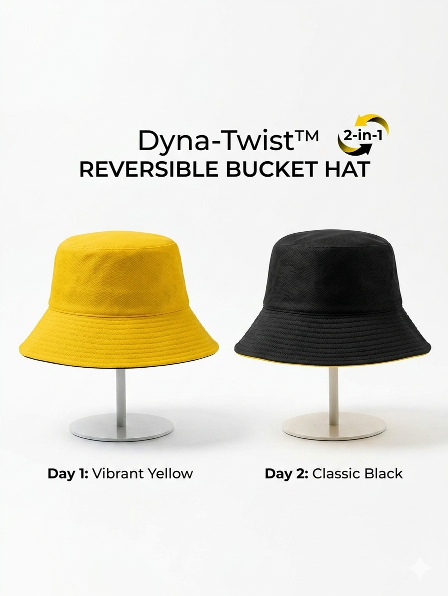 Dyna-Twist Reversible Bucket Hat (Yellow / Black) -095