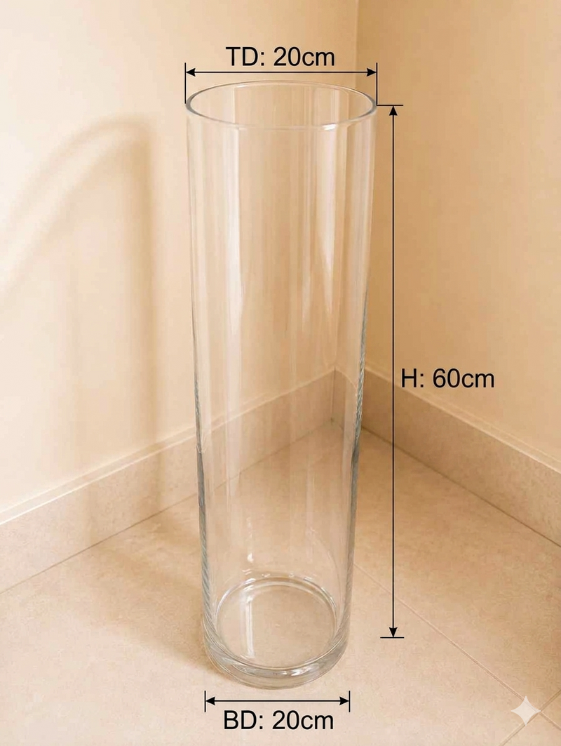 Cylindrical Glass Flower Vase-L6 | 20cm×60cm×20cm