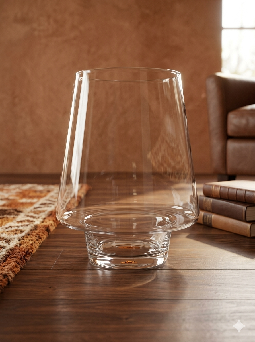 Inverted Sloped-Neck Glass Flower Vase 35cm×20cm×6cm | Premium Quality | Best Sell Online
