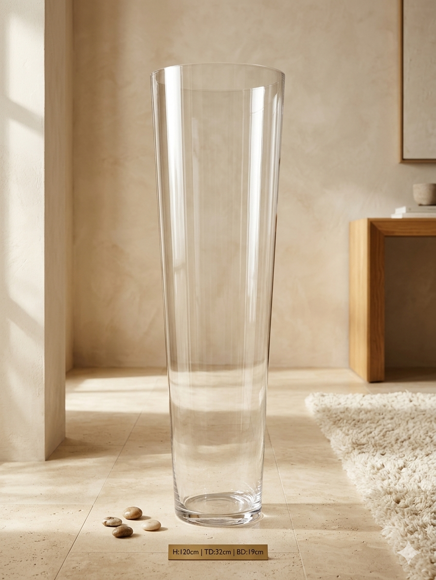 Clear Cylinder Glass Vase -XXL | 32cm×120cm×19cm