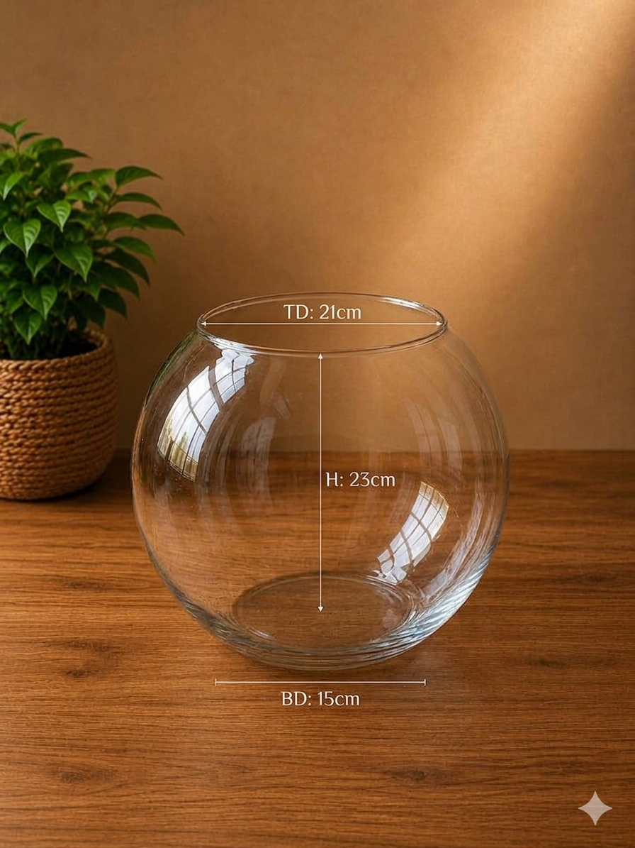 Globe Glass Flower Vase-S 21×23cm×15cm (small) |Premium Quality | Best Sell Online