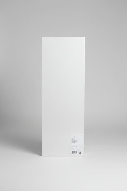 White vertical mirror with a blurred store interior background